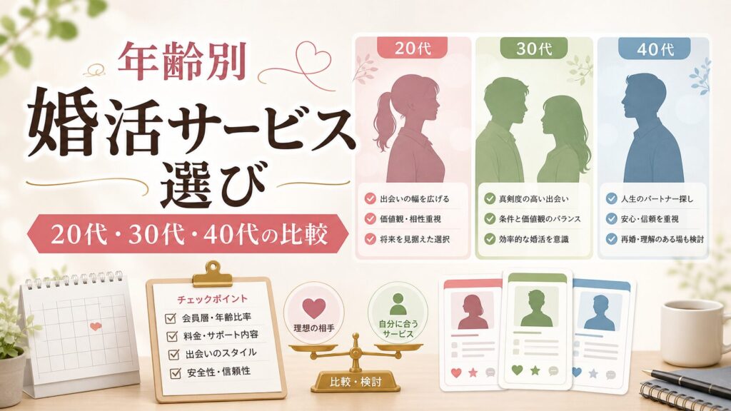 年齢別の婚活サービス選び方｜20代・30代・40代それぞれの傾向と対策のアイキャッチ画像