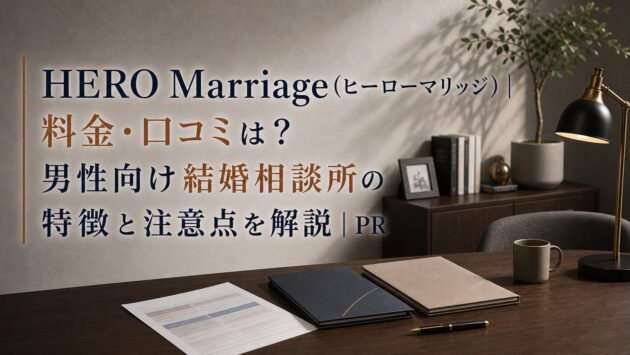 HERO Marriage(ヒーローマリッジ)|料金・口コミは?男性向け結婚相談所の特徴と注意点を解説|PRのアイキャッチ画像