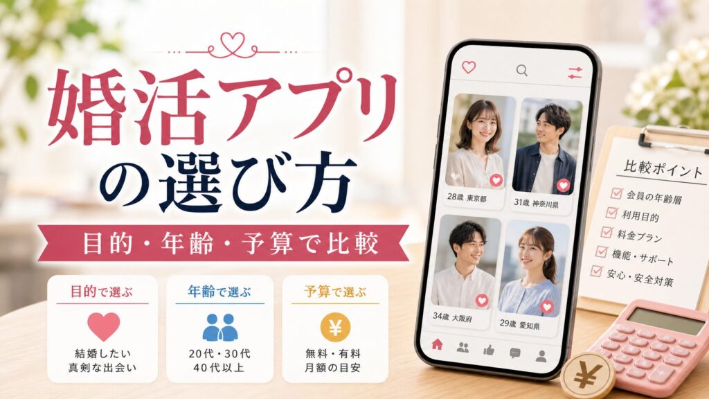 婚活アプリの選び方｜目的・年齢・予算に合ったサービスの比較軸のアイキャッチ画像