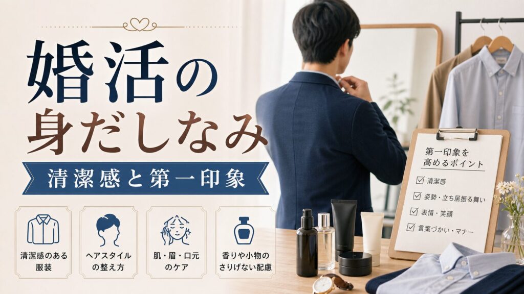 婚活での身だしなみ｜清潔感と第一印象を高めるポイントのアイキャッチ画像