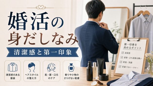婚活での身だしなみ｜清潔感と第一印象を高めるポイントのアイキャッチ画像