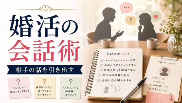 婚活中のコミュニケーション術｜相手の話を引き出す会話の作り方のアイキャッチ画像