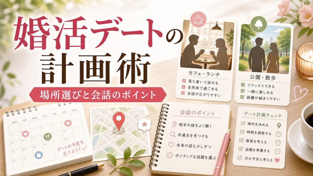 婚活デートの計画術｜印象を上げる場所選びと会話のポイントのアイキャッチ画像