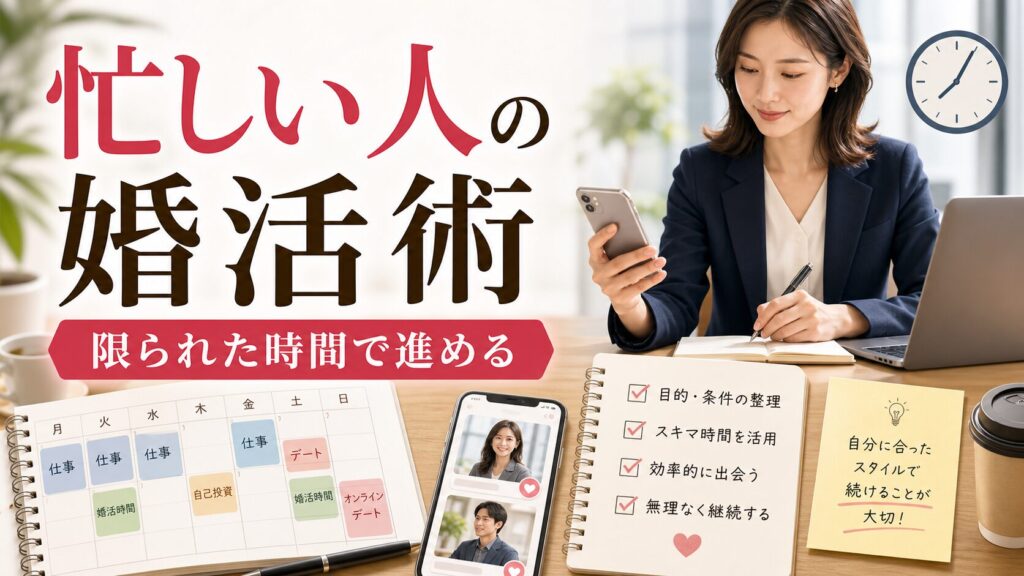 忙しい人の婚活術｜時間が限られた社会人が効率よく進める方法のアイキャッチ画像