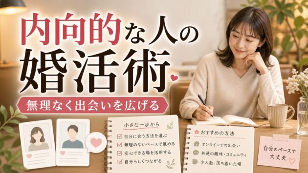内向的な人の婚活術|人見知りでも無理なく出会いを広げる方法のアイキャッチ画像