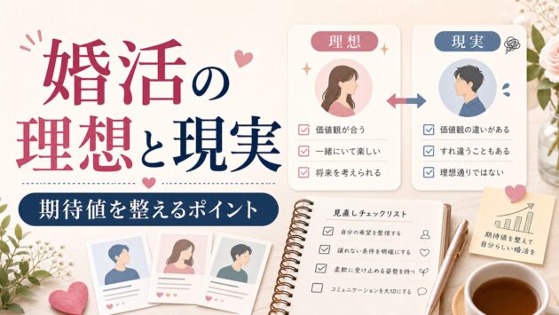 婚活の理想と現実のギャップ｜期待値を調整して成功率を上げる方法のアイキャッチ画像