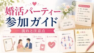 婚活パーティーの参加ガイド｜初めての方が知っておきたい流れと注意点のアイキャッチ画像