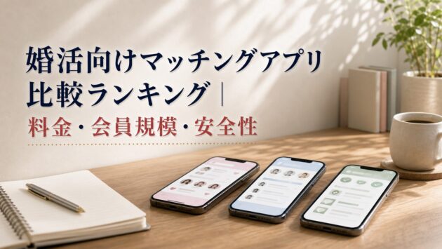婚活向けマッチングアプリ比較ランキング|料金・会員規模・安全性のアイキャッチ画像