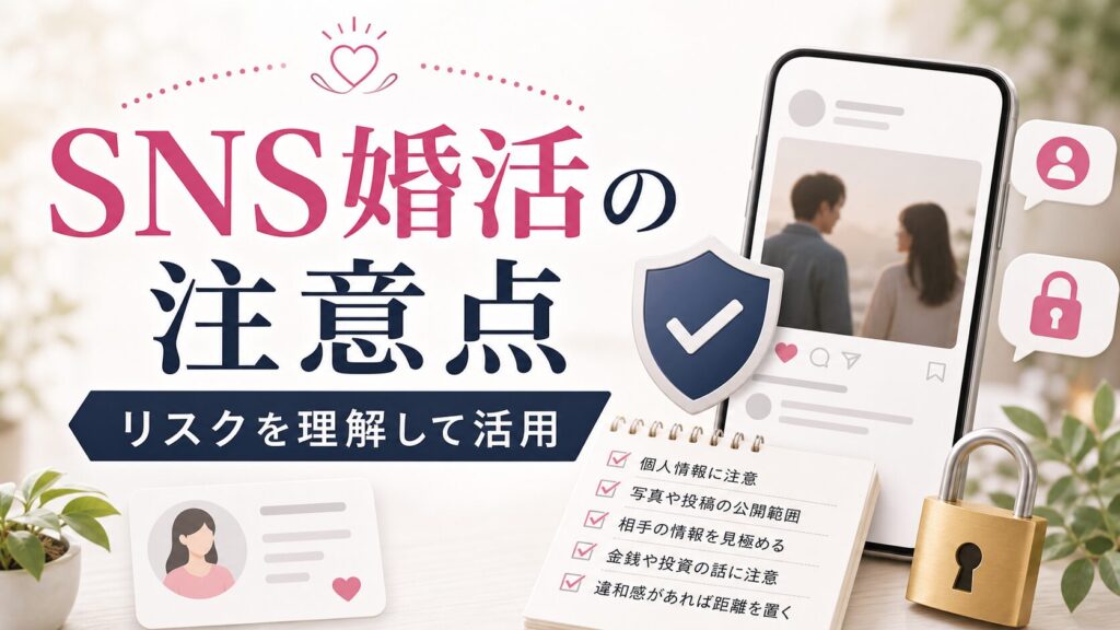 SNSを使った婚活の注意点｜リスクを理解したうえで活用する方法のアイキャッチ画像