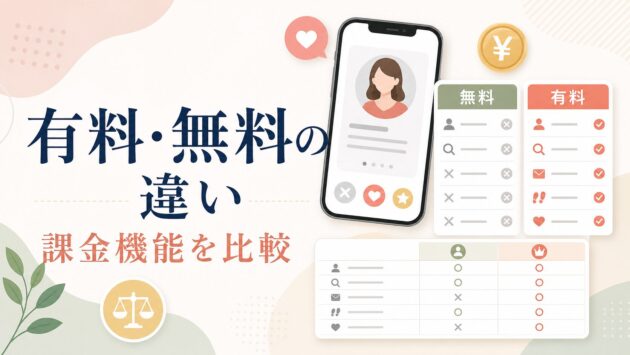 マッチングアプリの有料・無料の違い｜課金機能の費用対効果を整理のアイキャッチ画像