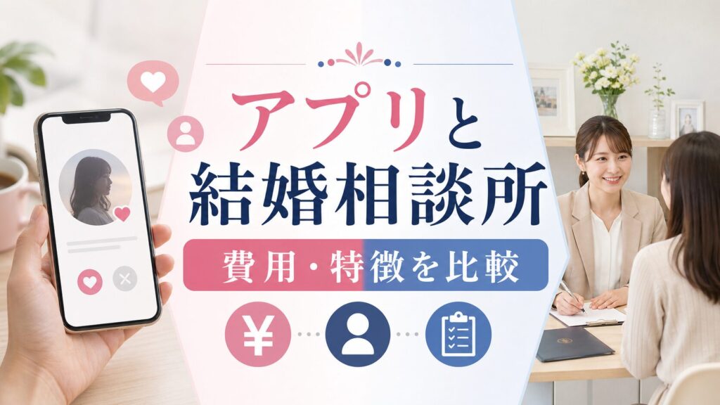 マッチングアプリと結婚相談所の違い｜費用・成婚率・向いている人を比較のアイキャッチ画像
