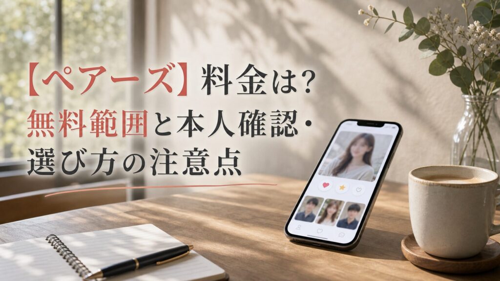 【ペアーズ】料金は？無料範囲と本人確認・選び方の注意点のアイキャッチ画像